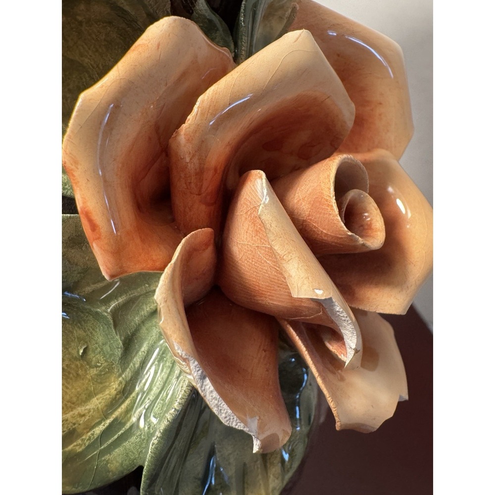 Vintage Italian Crown Capodimonte Vase 12" Ceramic AS1032 Italy - Picture 11 of 16